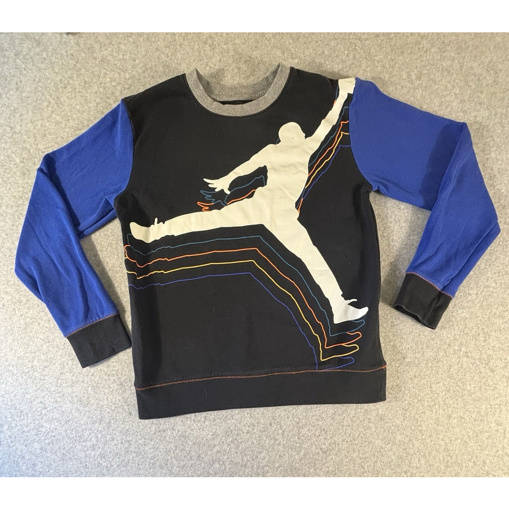 Jordan Jumpman Graphic Crewneck Sweatshirt Youth XL‎ Blue Black Long Sleeve